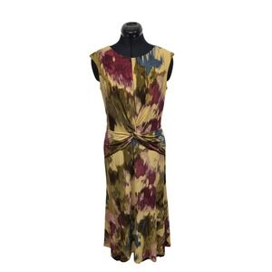 Lauren Ralph Lauren Women's Sleeveless Twist Front Midi Dress 8 Abstract Print